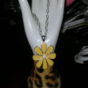 Yellow dandelion centerpiece chain necklace