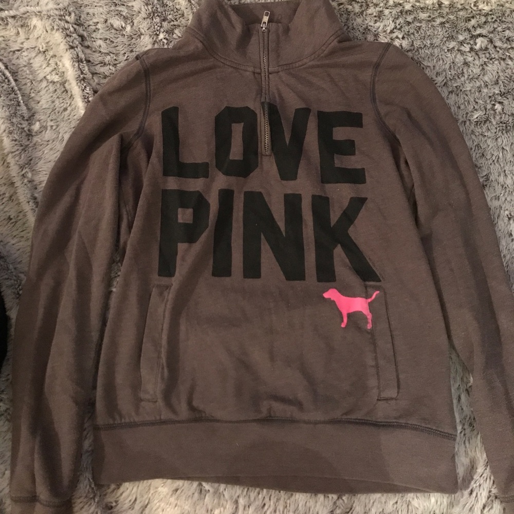 VS PINK Gray 1/4 zip sweatshirt size small