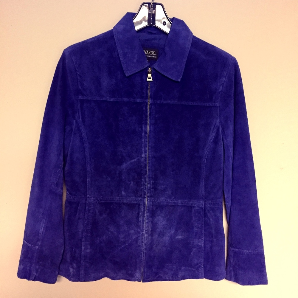 Royal Blue Suede Zip Up Jacket