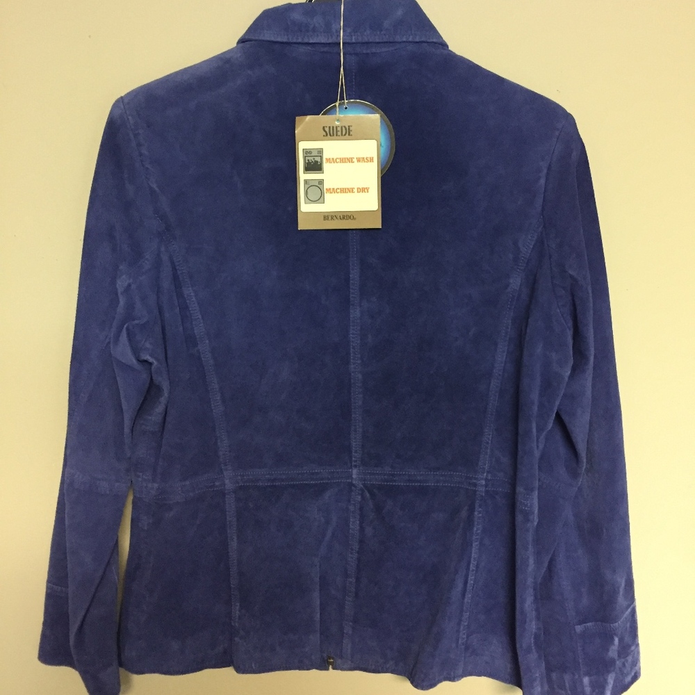 Royal Blue Suede Zip Up Jacket - Picture 3 of 4