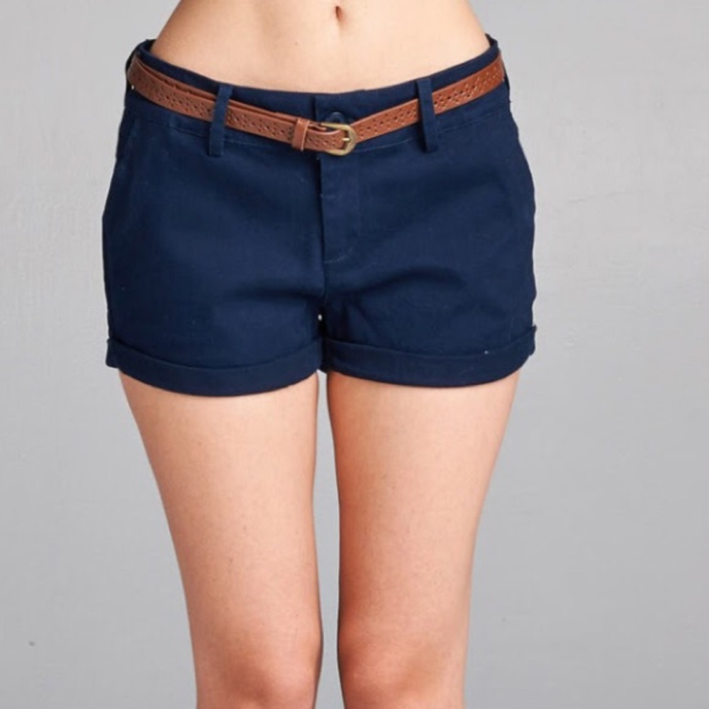 Twill Shorts With Belt