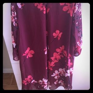 Floral scoop neck flutter dress