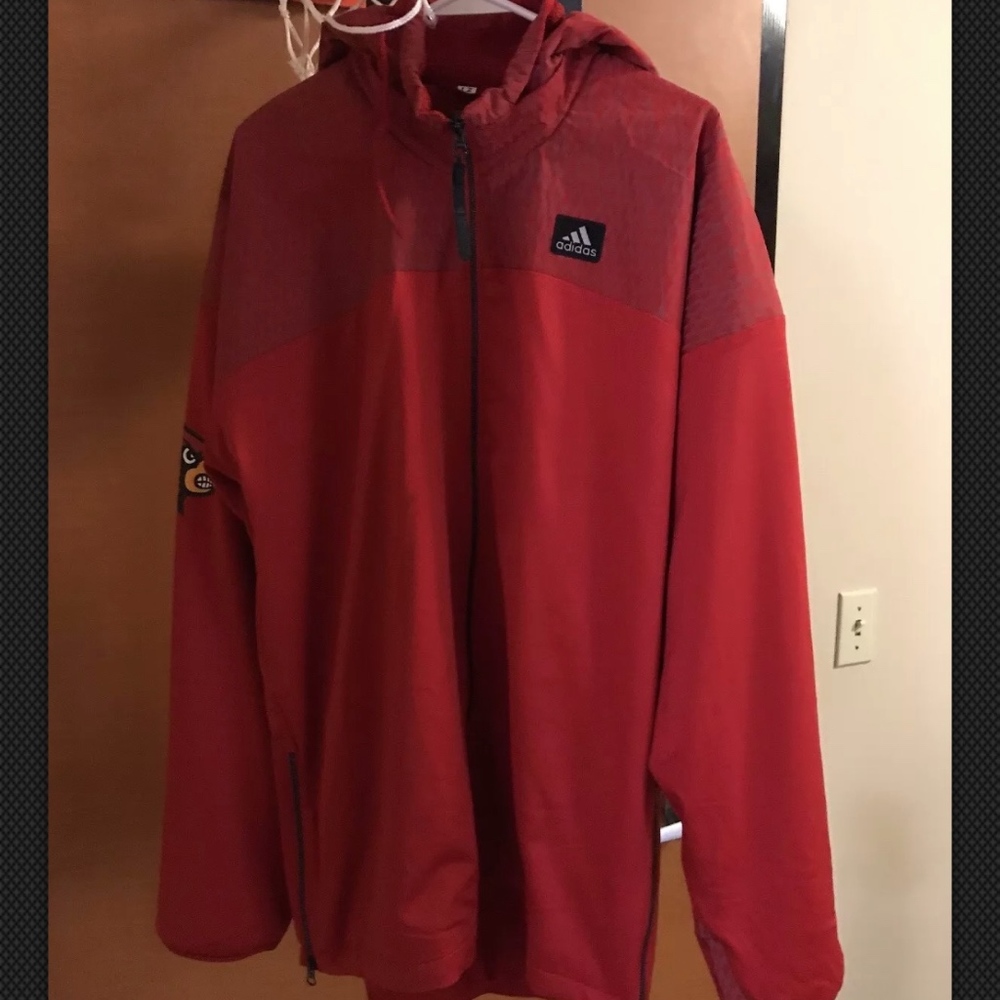 Adidas Louisville Cardinals Red Ice Hooded Jacket.