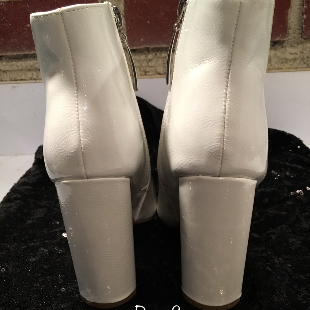 White Patent Leather Ankle Boots- - Picture 6 of 8