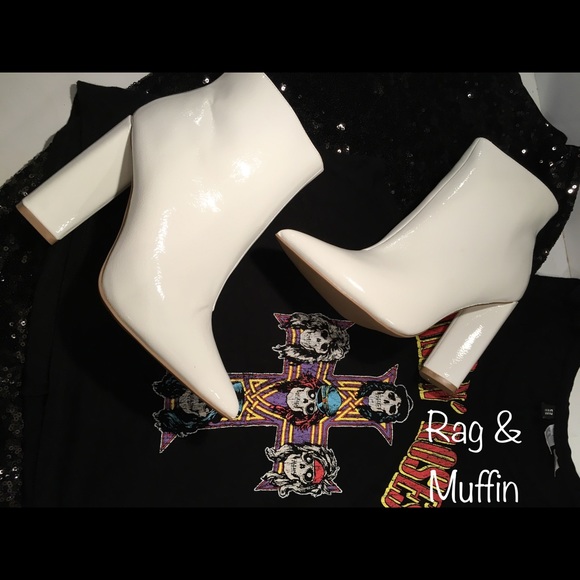 White Patent Leather Ankle Boots- - Picture 3 of 8