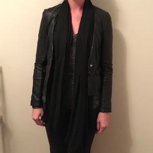 All Saints Leather Blazer in black