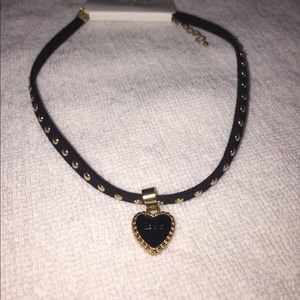 Black and gold choker with heart charm