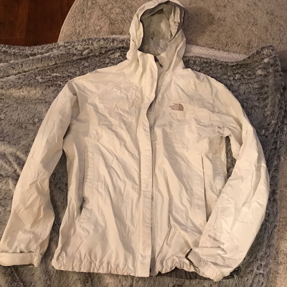 White North face rain jacket size medium