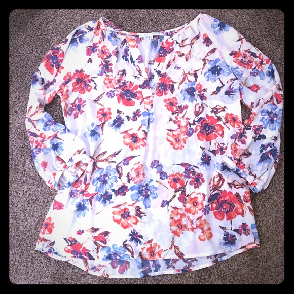 Floral V-Neck Blouse - Picture 1 of 6