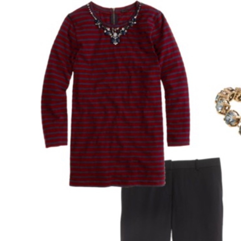 J Crew striped and Jeweled Henley