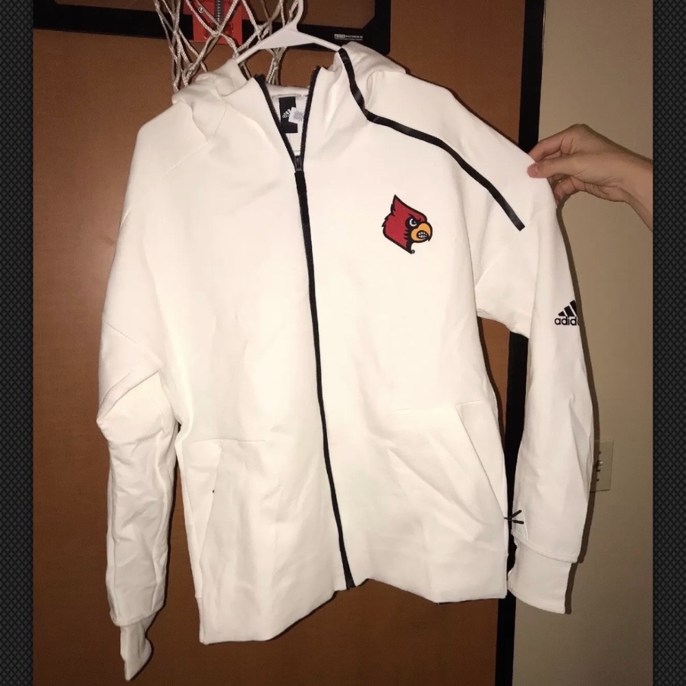 White adidas hoodie and matching pants. Large