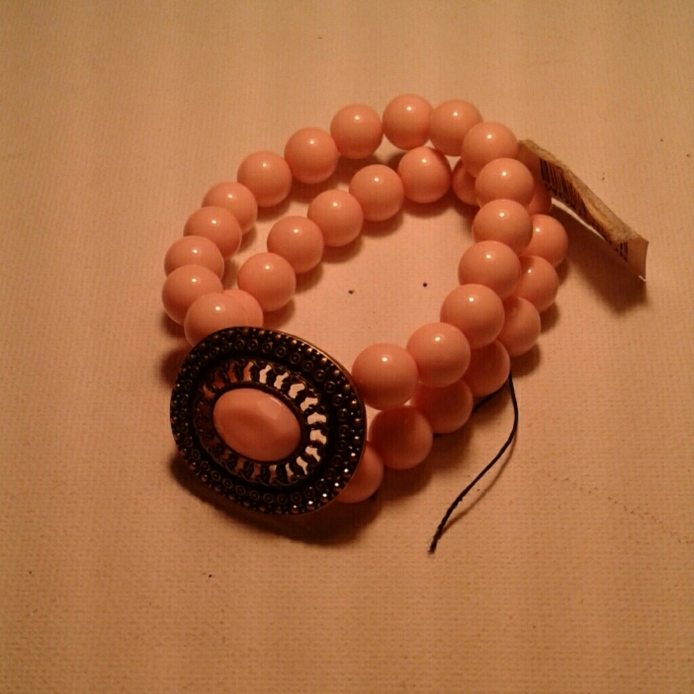 2 layered beaded pink bracelet