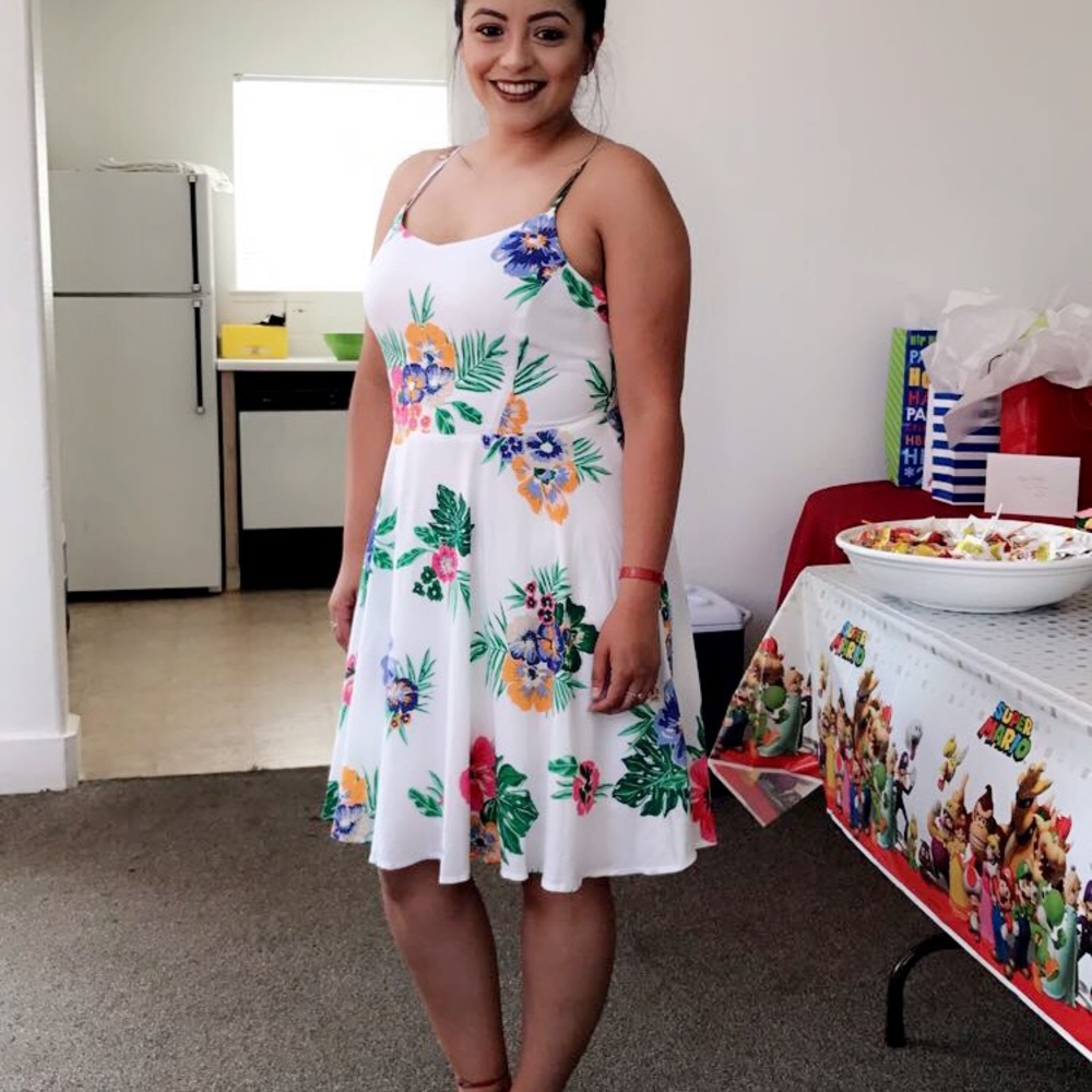 White floral dress