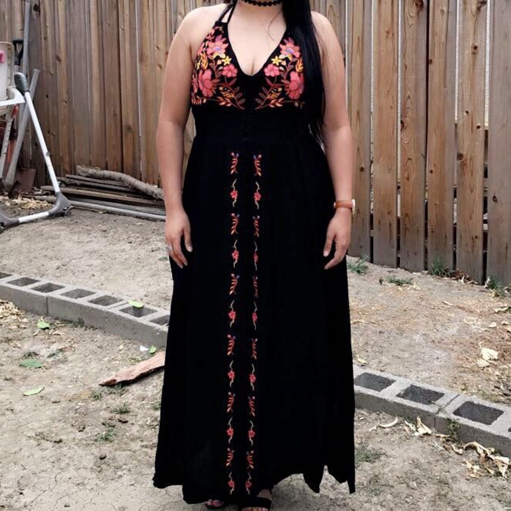 Black floral maxi dress