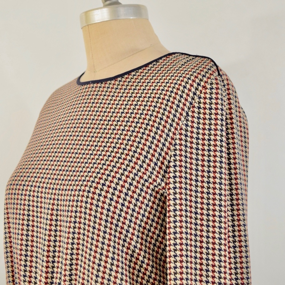 ❌SOLD❌ZARA Navy + Red Houndstooth Peplum Blouse - Picture 2 of 5