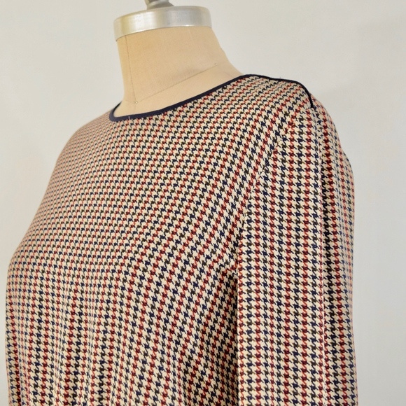 ❌SOLD❌ZARA Navy + Red Houndstooth Peplum Blouse - Picture 2 of 5