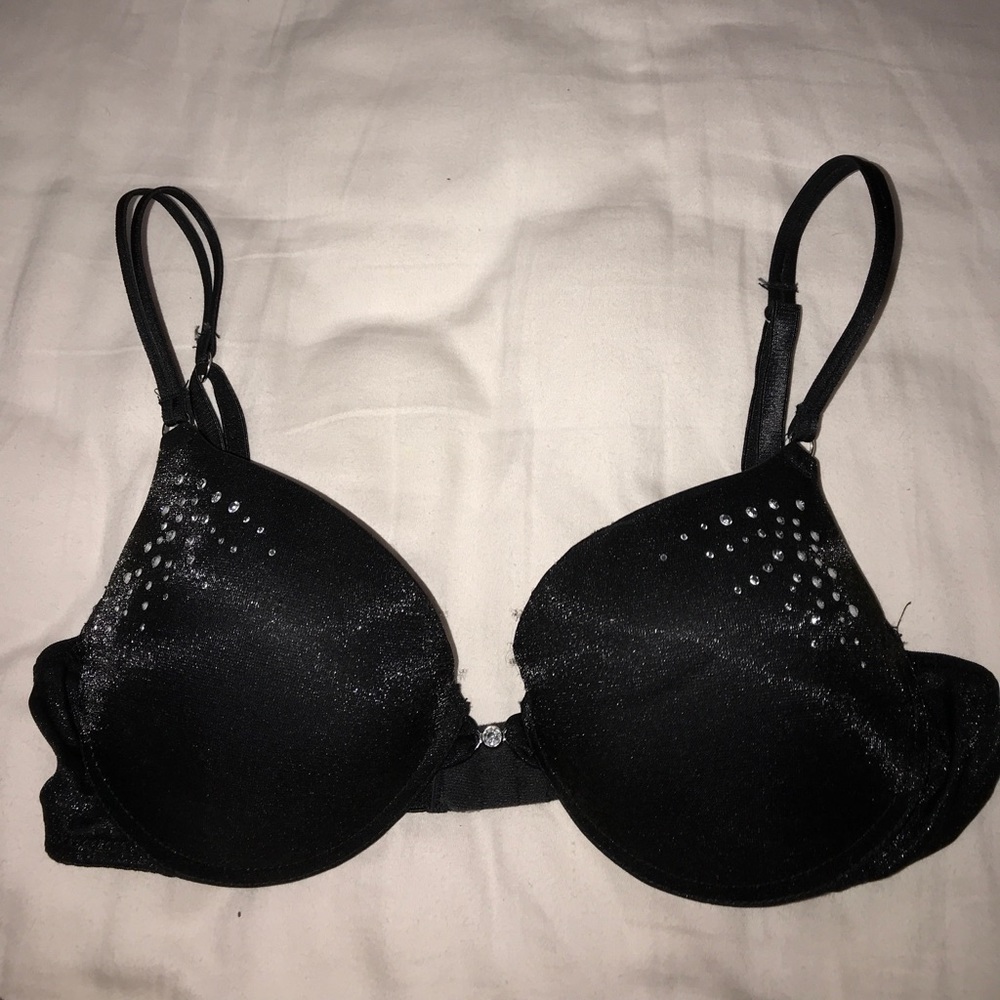 Black Padded Bra with Rhinestones