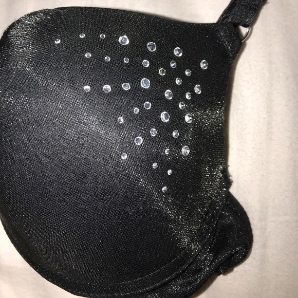 Black Padded Bra with Rhinestones - Picture 2 of 4