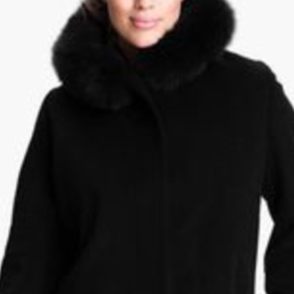 Sachi Plus Size Fox Fur Trim Hooded Maxi Coat