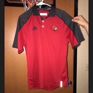 Louisville cardinals black and red adidas polo