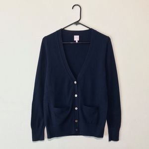 ANN MASHBURN Luxe Navy V-Neck Cashmere Cardigan