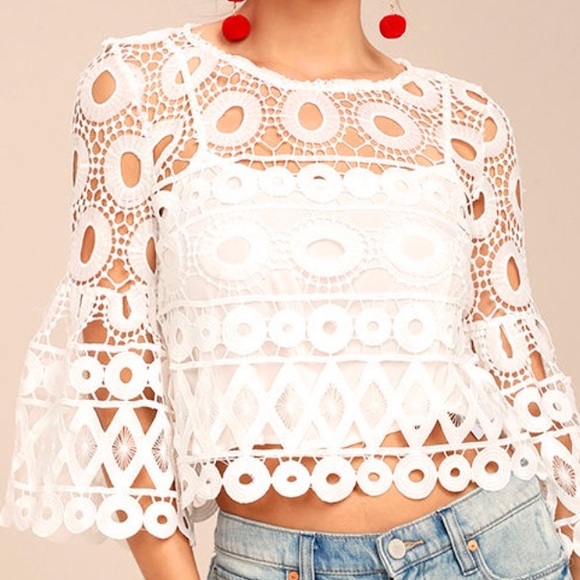 Lulus Tops - Crotchet white crop top