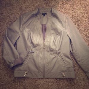 Women's Grey Leather Jacket