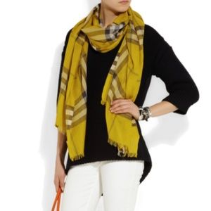 burberry house check lightweight scarf in yellow