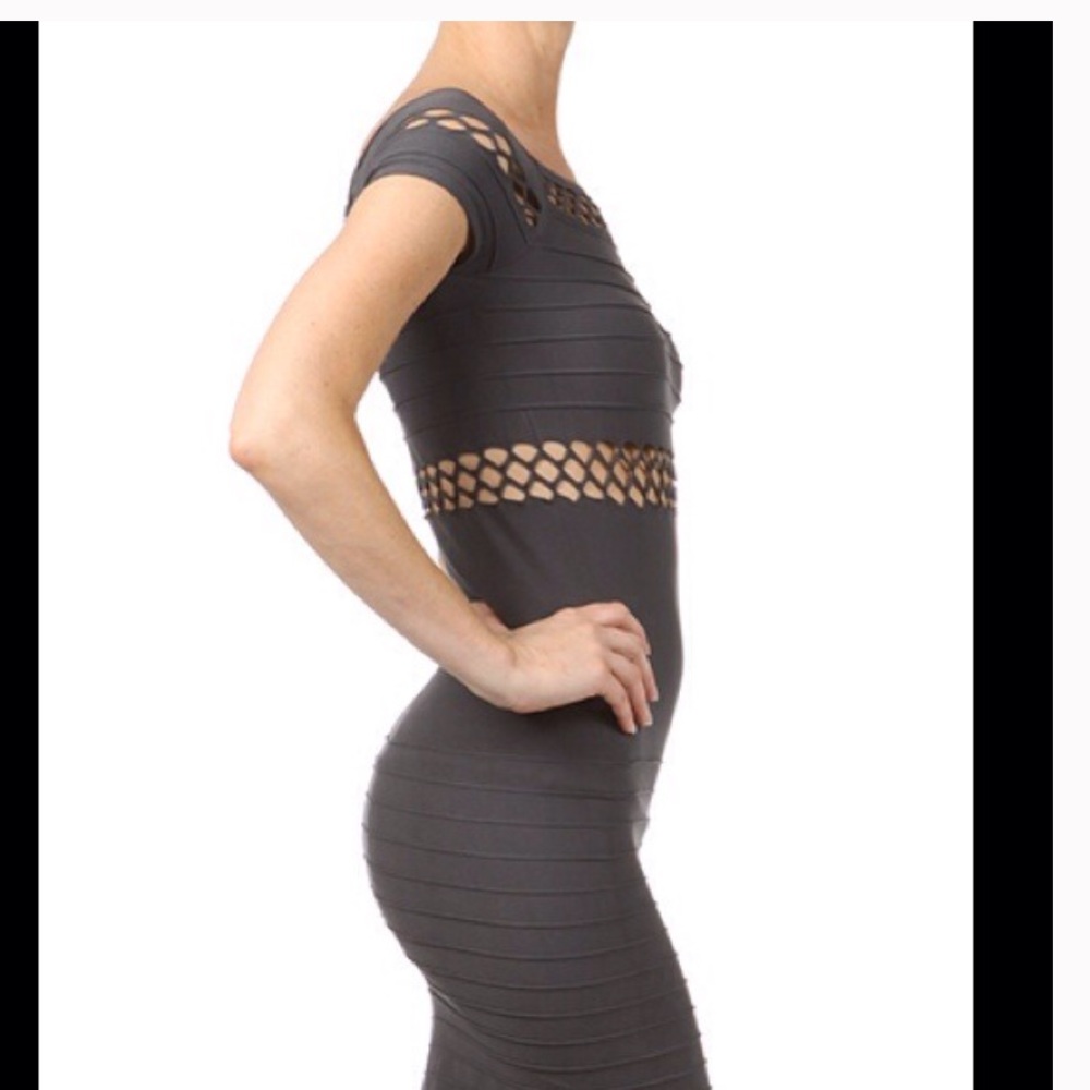 Gray Seamless Cap Sleeve Dress - Picture 3 of 4