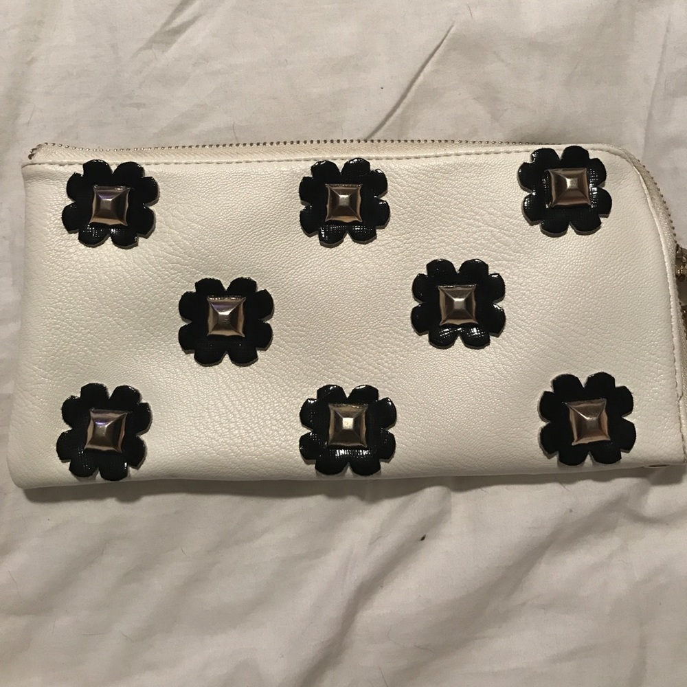White leather wristlet