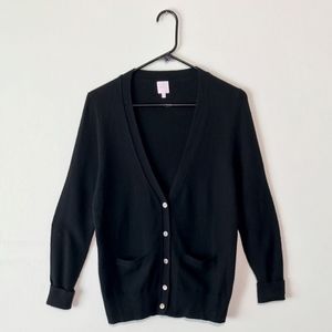 ANN MASHBURN Luxe Black V-Neck Cashmere Cardigan