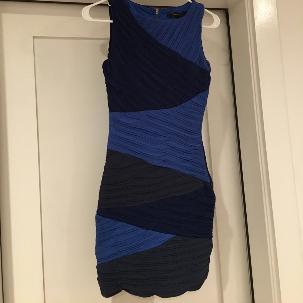 BCBG Blue Striped Stretchy Mini Dress XXS