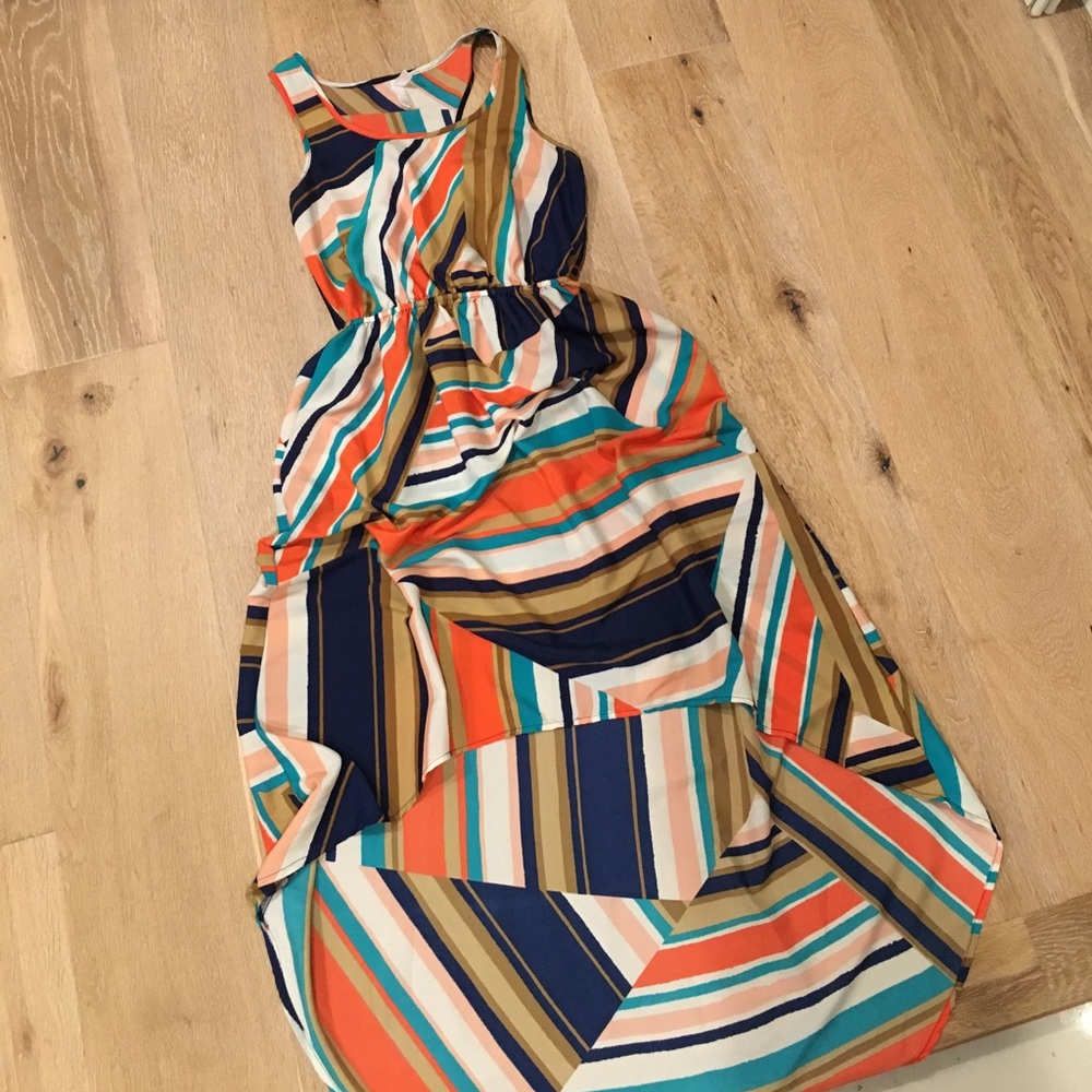 Multicolor Striped High Low Sundress Size Small