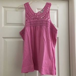 Sonoma pink macrame tank top