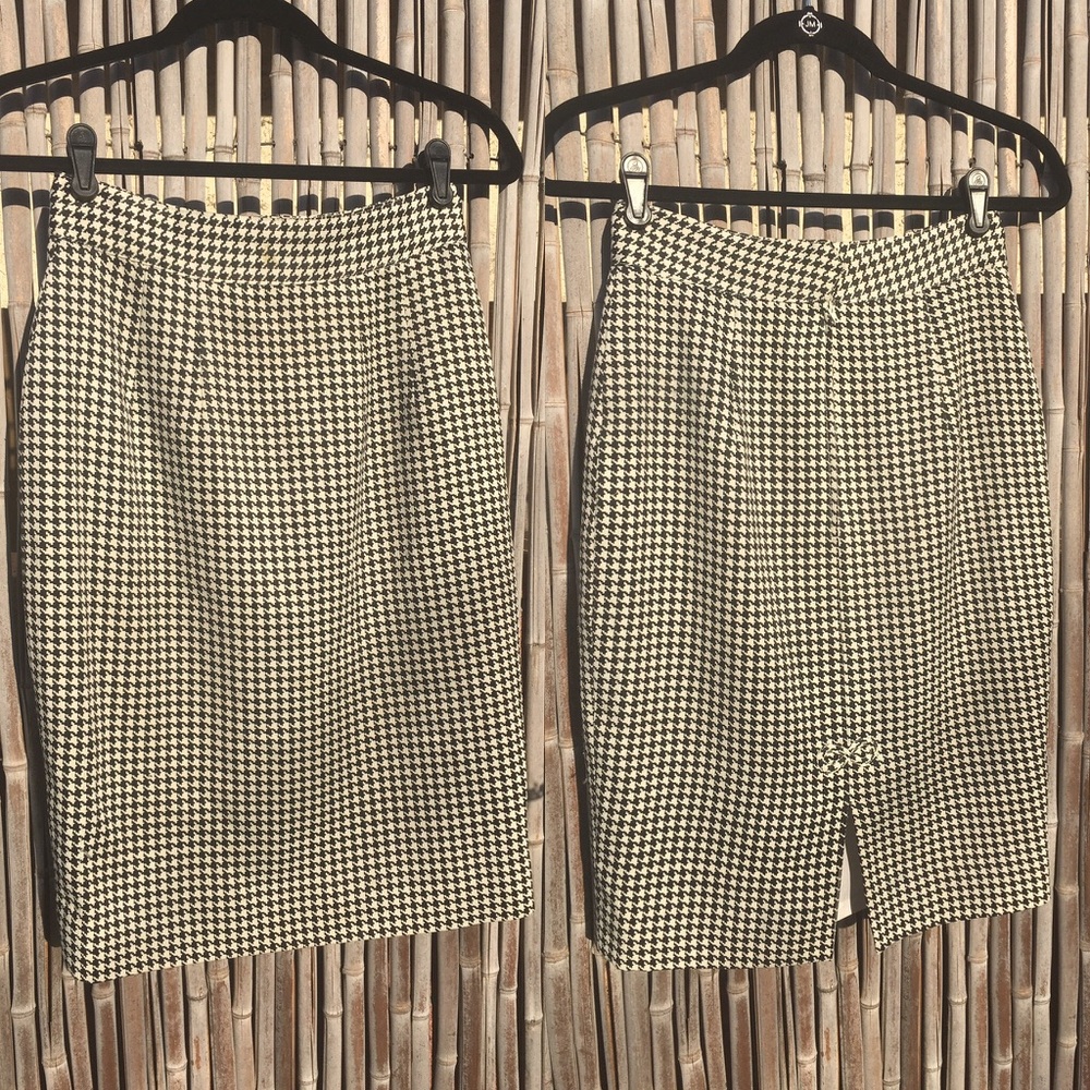 Tailored Houndstooth Pencil Skirt