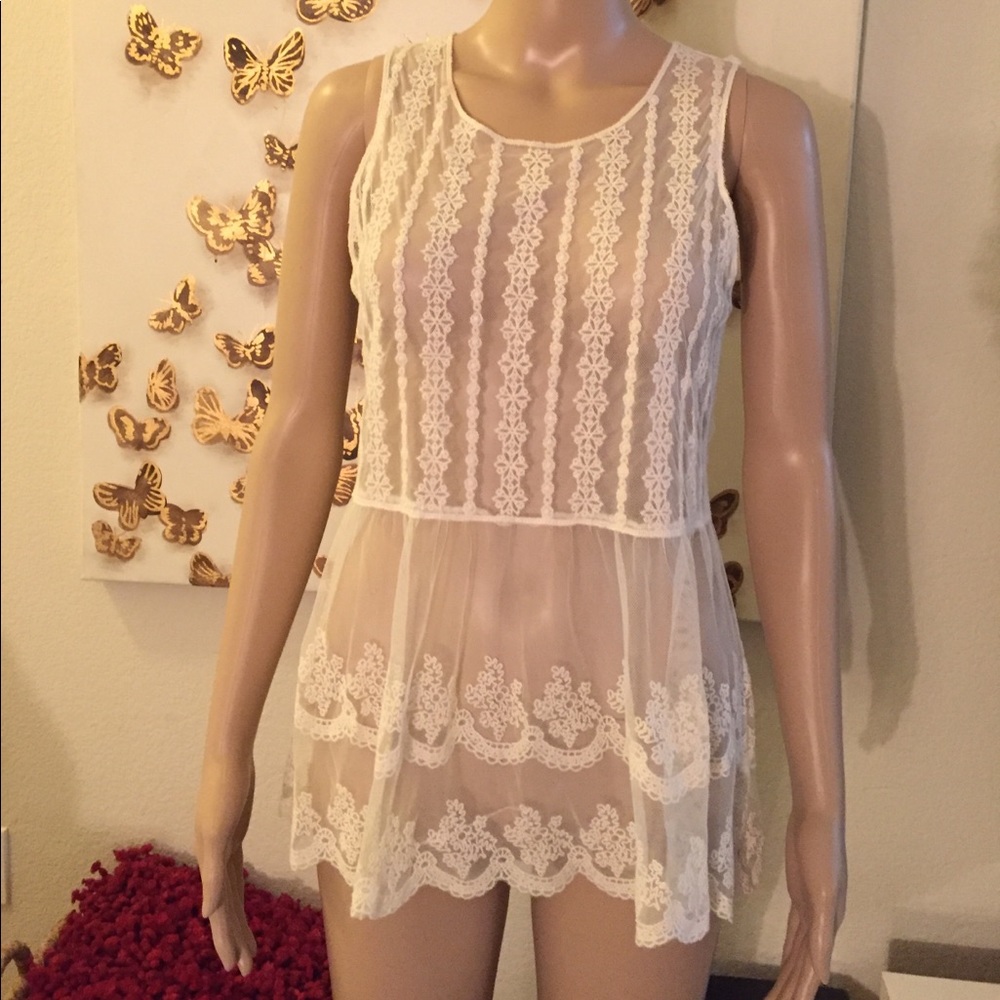 Gorgeous white lace sheer top