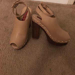 Tan platform heels