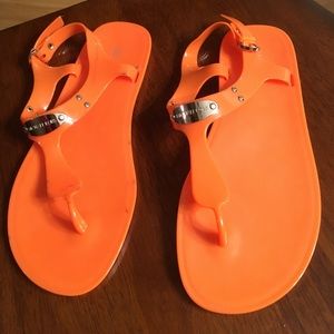 #6- Orange Michael Kors plate jelly sandles -8size