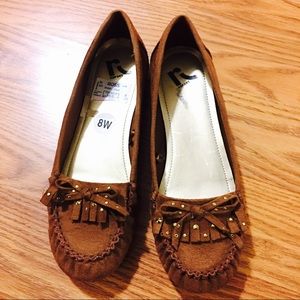 Brown flats faux suede size 9W