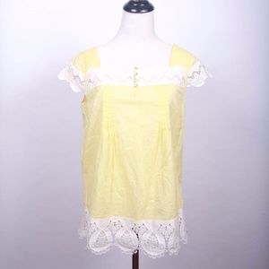 Gianni Bini yellow LACE top boho festival 4 SPRING