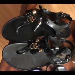 #2- Coach New York black / gold sandles -8b