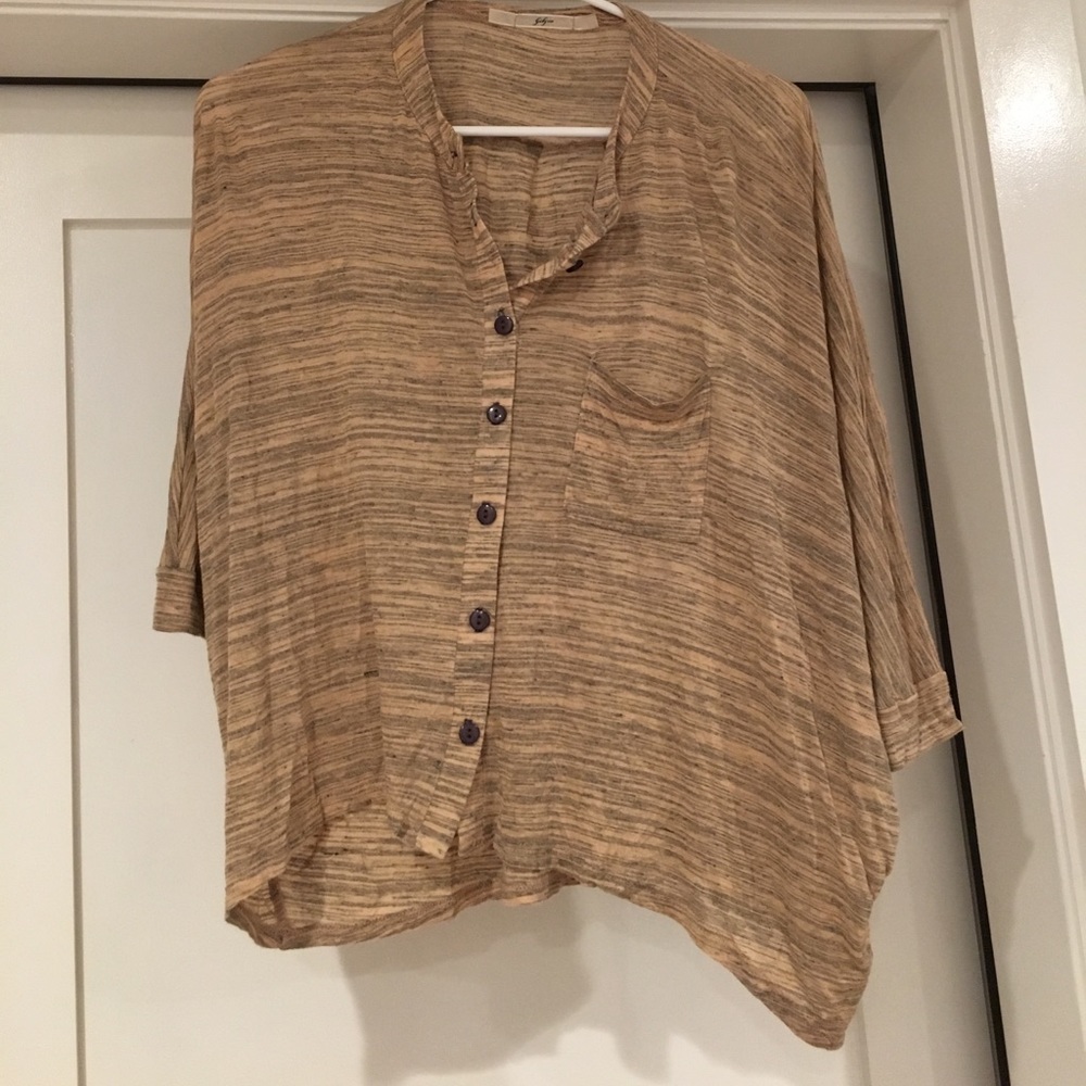 Loose Draping Button Up T-shirt