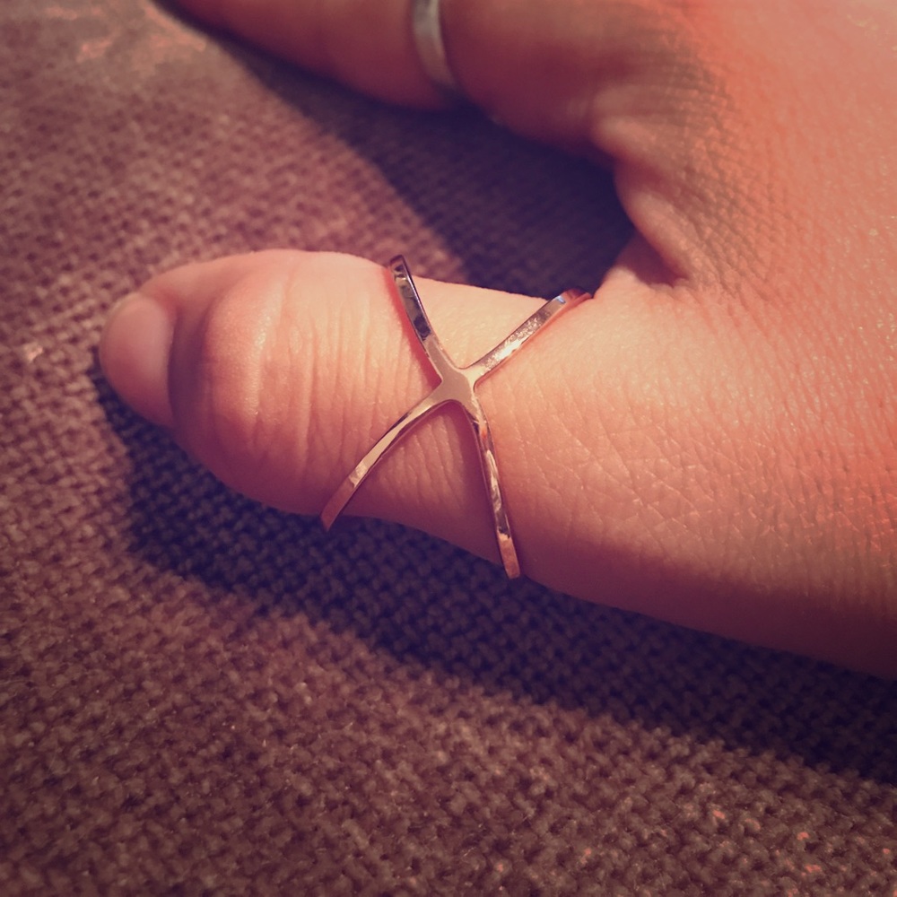Sterling Silver Rose-Plated "X" Criss-Cross Ring