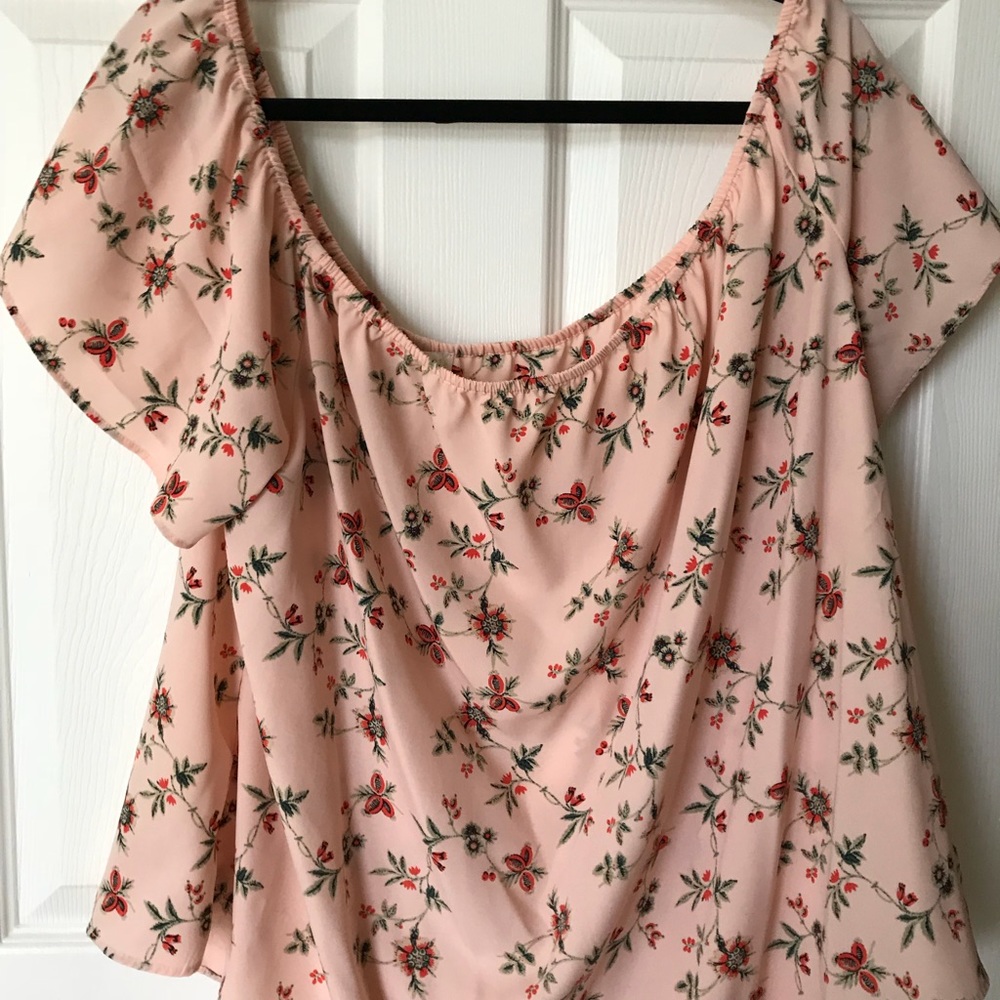 Plus Size Off The Shoulder Floral Top