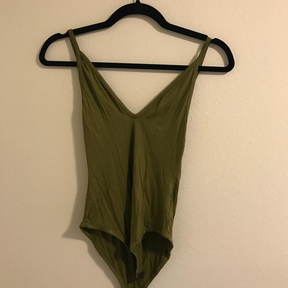 boohoo army green body suit