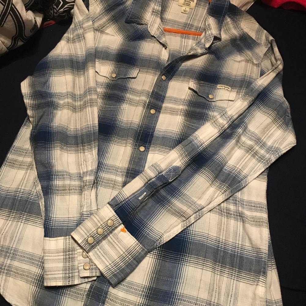 Lucky Blue and White Comfy Flannel