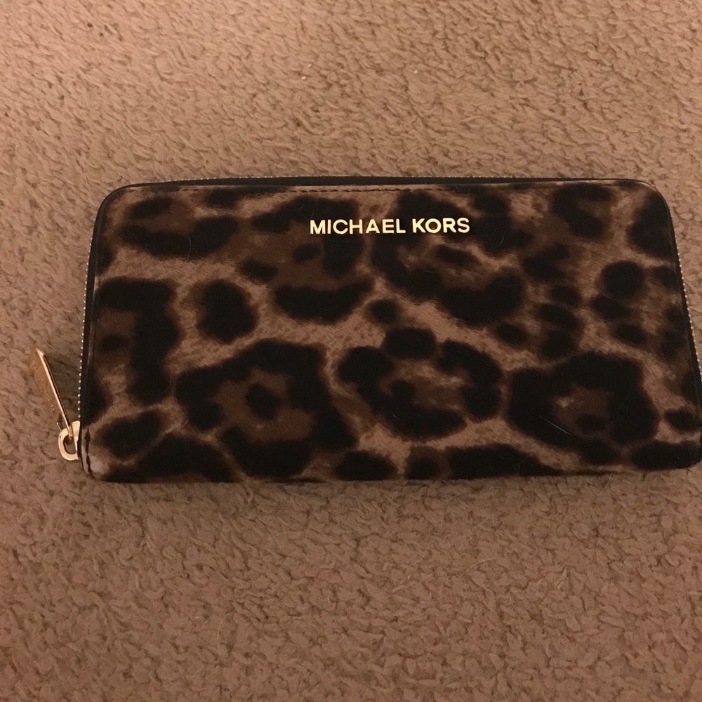 Michael Kors zip around Leopard wallet
