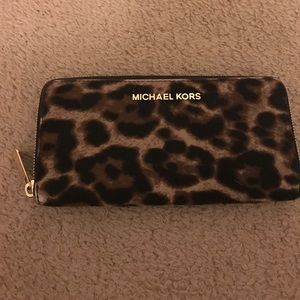 Michael Kors zip around Leopard wallet