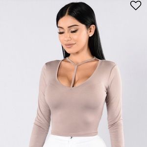 Long sleeved crop top with t line design v neck