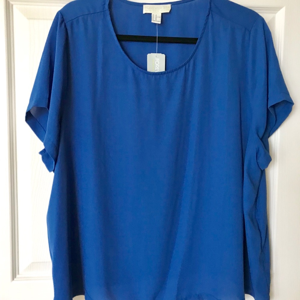 Plus Size forever 21+ Blue Woven/Silky Top